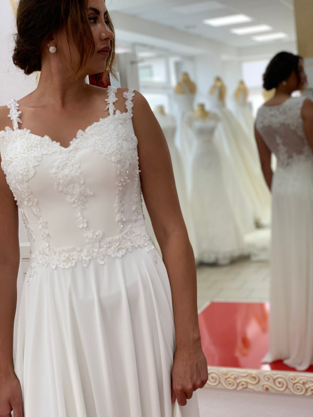 Standesamtkleid FK3546 – Chiffon und Spitze – Ansicht 3 | Lamia Mode