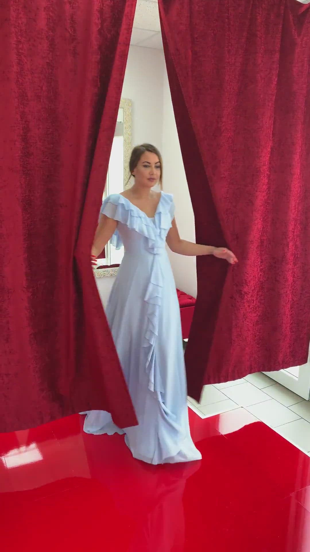 Abendkleid Elegantes Kleid mit Volants und fließender A-Linie – FK3218