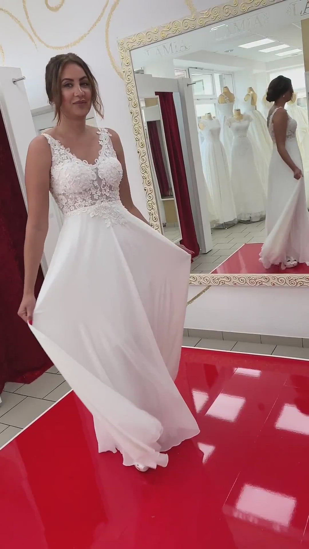 Standesamtkleid FK3258 – Weiß – Chiffon und Spitze