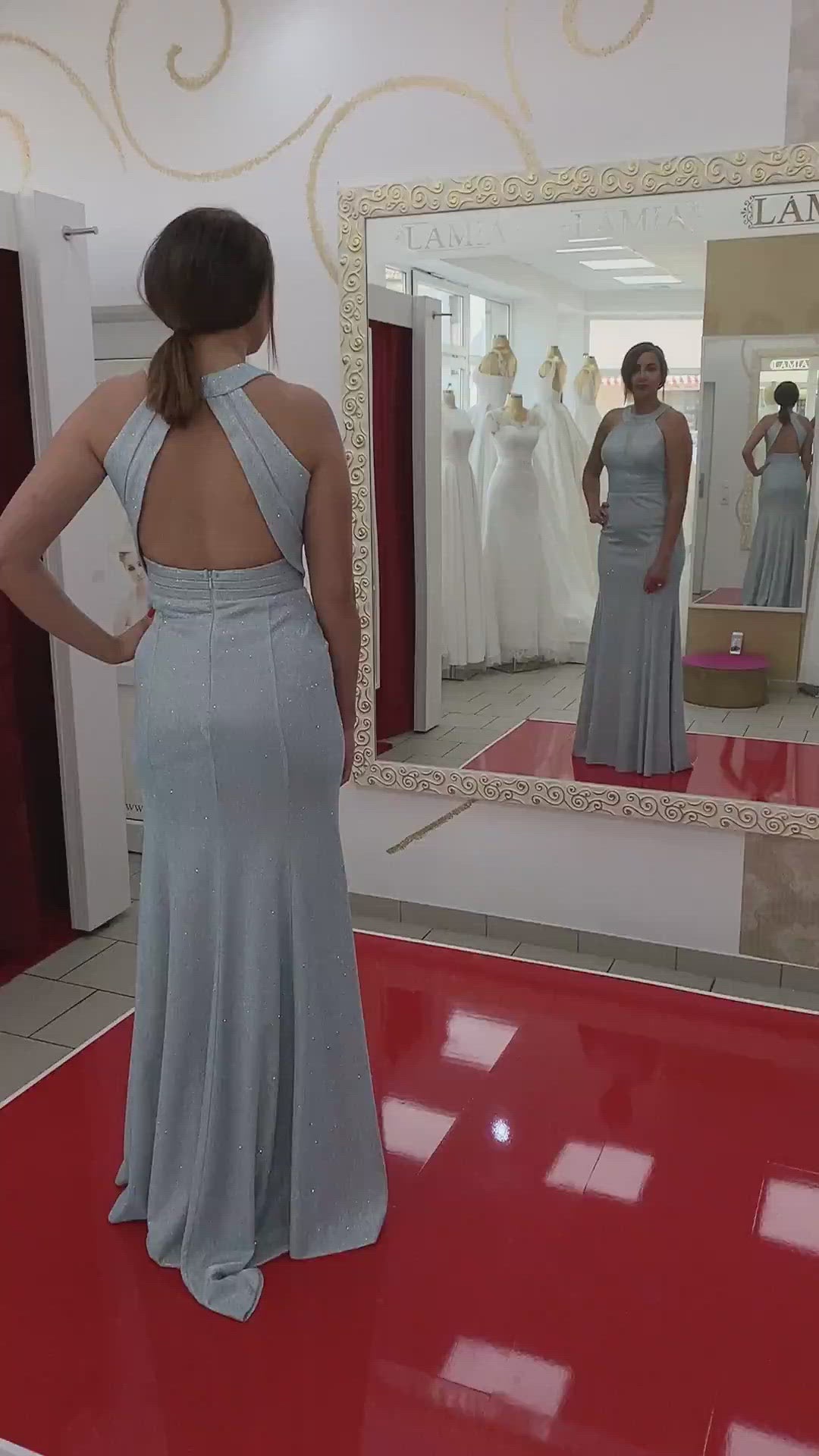 Abendkleid Glitzerndes Kleid mit Neckholder & Rückenausschnitt – FK3521