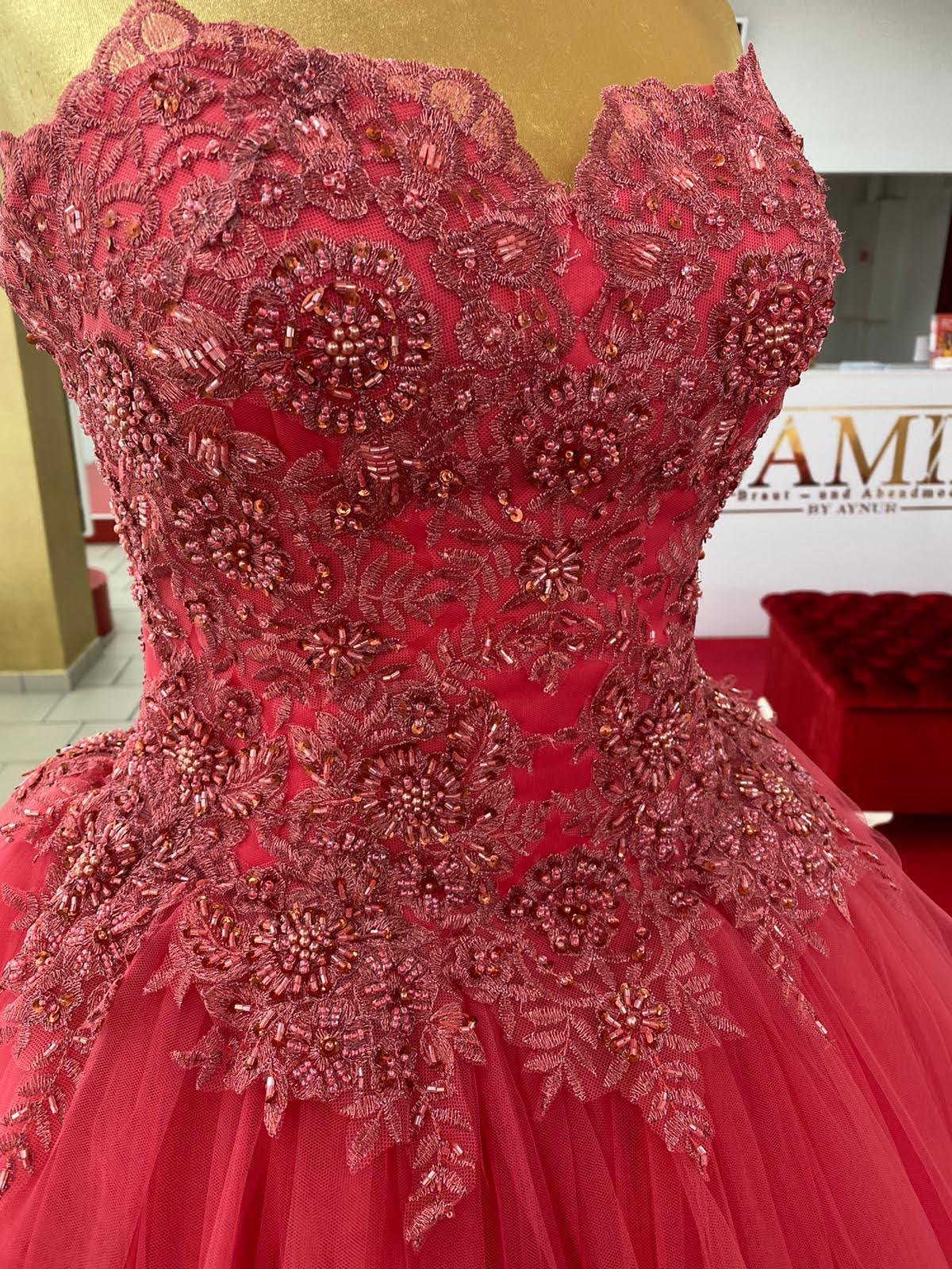 Ballkleid Atanur in coralle – Ansicht 2 | Lamia Mode