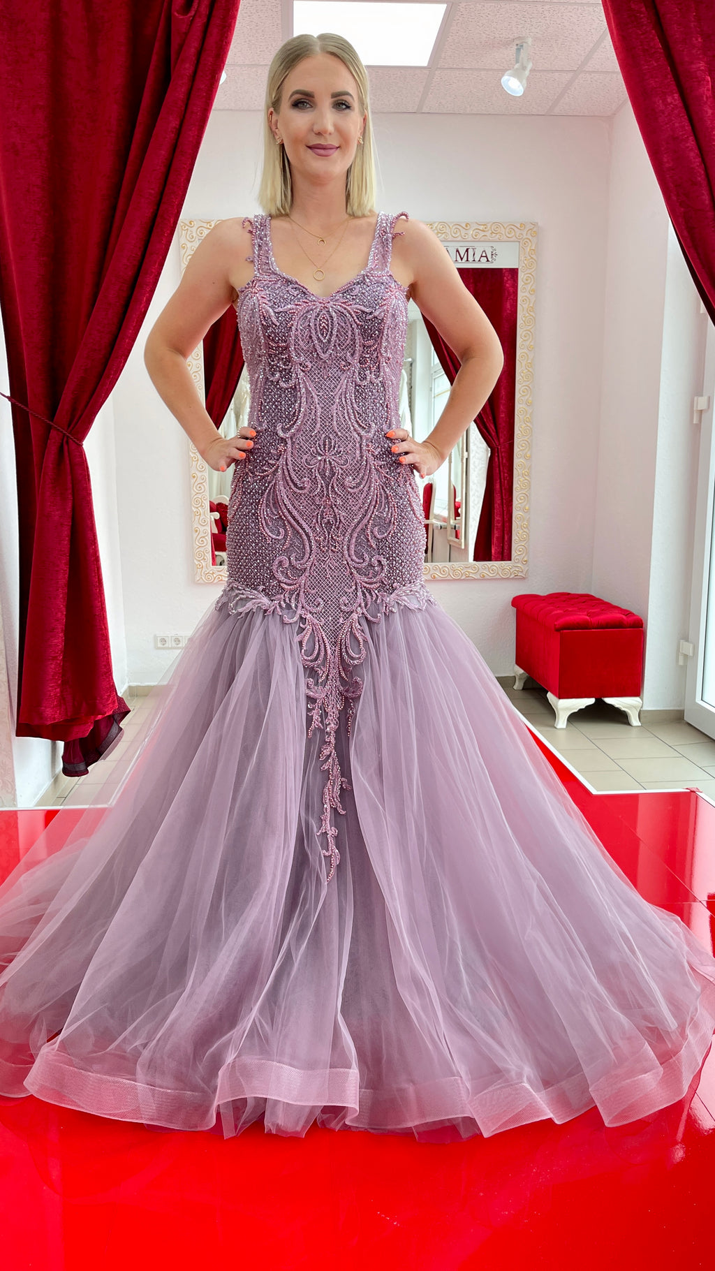 Ballkleid Gül – Tüll und Spitze in Flieder – Ansicht 1 | Lamia Mode