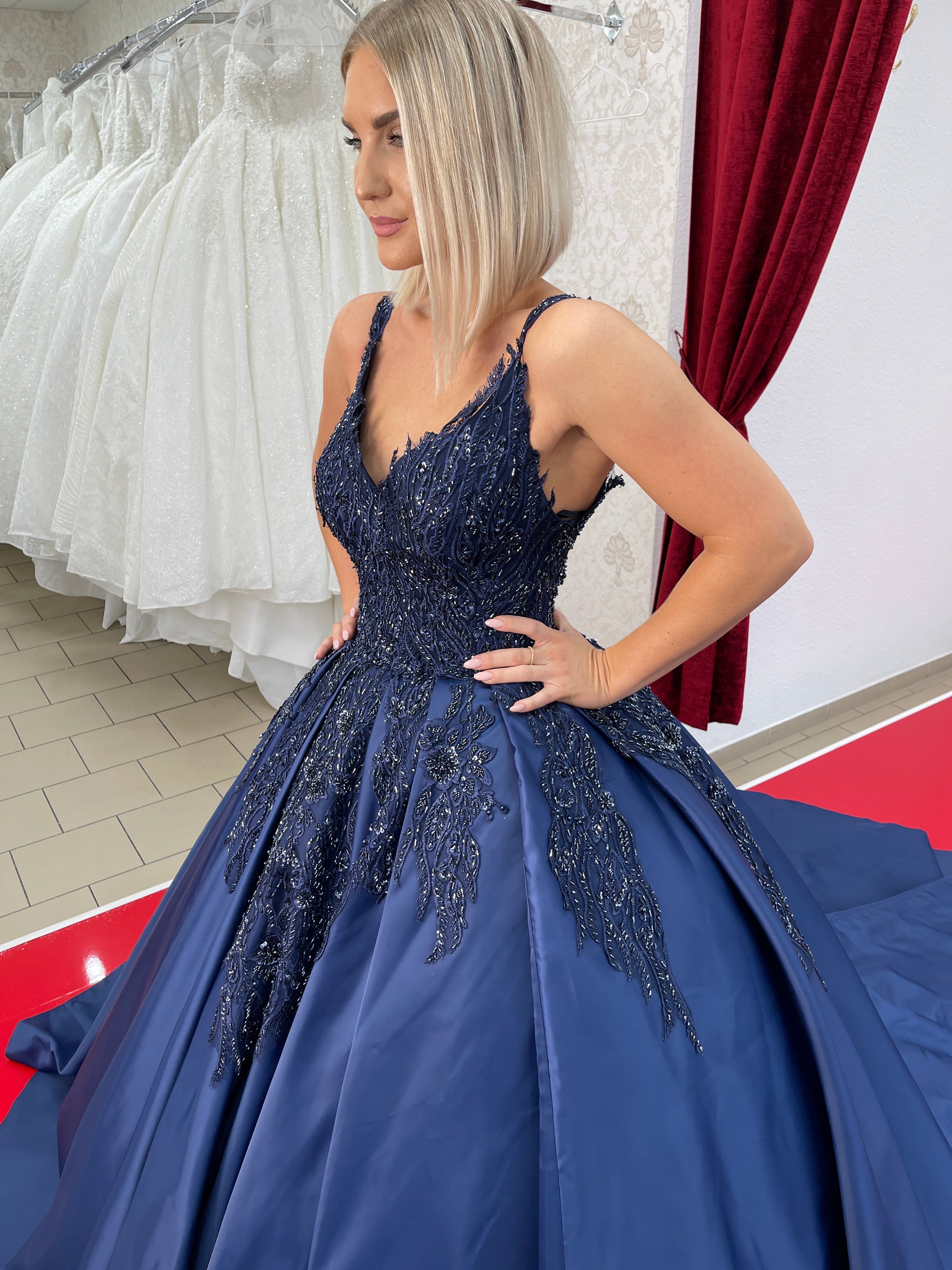 Ballkleid ISLA in Navyblau – Ansicht 1 | Lamia Mode
