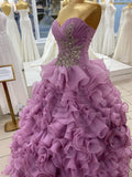 Ballkleid Pin2 – Organza und Corsagen-Oberteil in Flieder – Ansicht 1 | Lamia Mode
